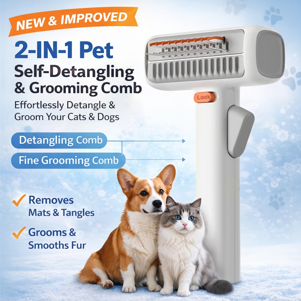 Hjmeta®🔥2026 SALE - 2-IN-1 Pet Self-Detangling & Grooming Comb