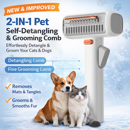 Hjmeta®🔥2026 SALE - 2-IN-1 Pet Self-Detangling & Grooming Comb
