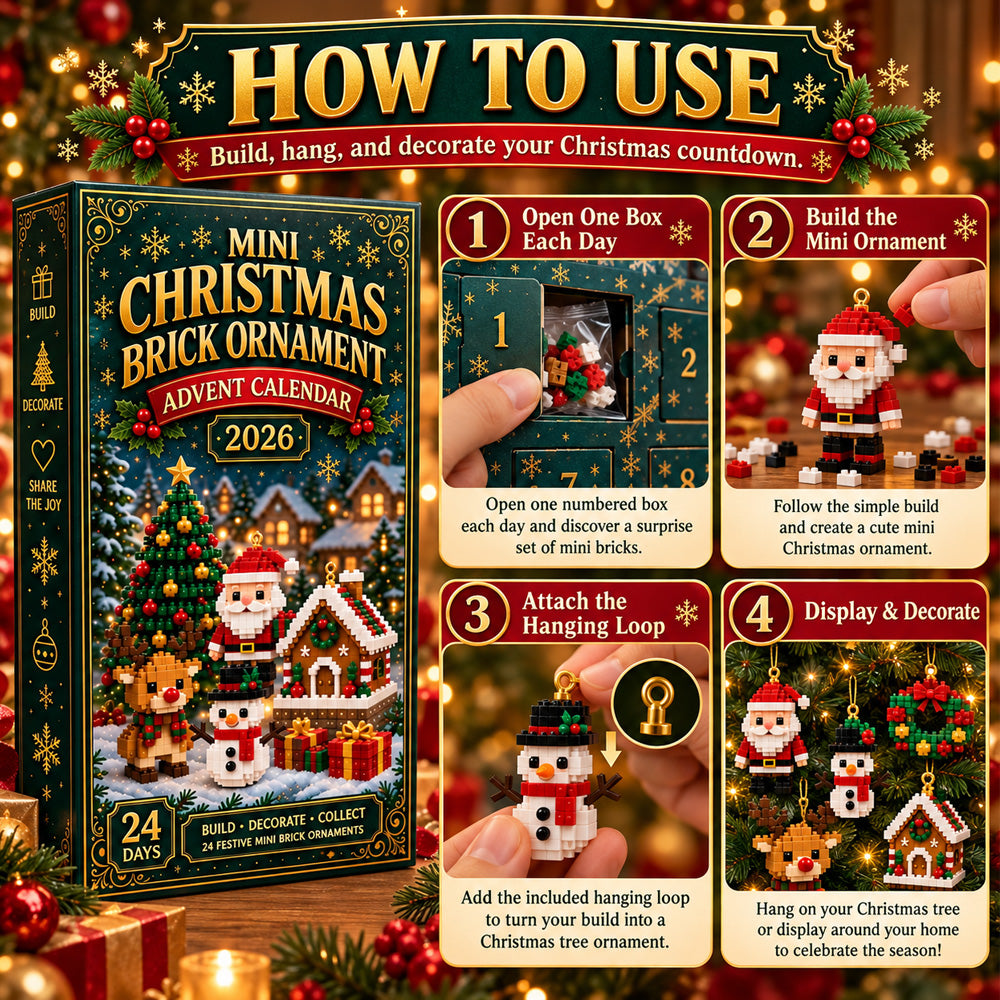 ⏳ Last day to save 49% – 🎄 24-Day Mini Christmas Ornament Advent Calendar | 24 unique festive buildable designs with hanging loops—perfect for decorating Christmas trees, wreaths, and holiday displays 🧱