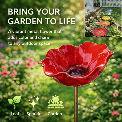 Hjmeta® 💖🎁Handmade Metal Flower Garden Stake🐦