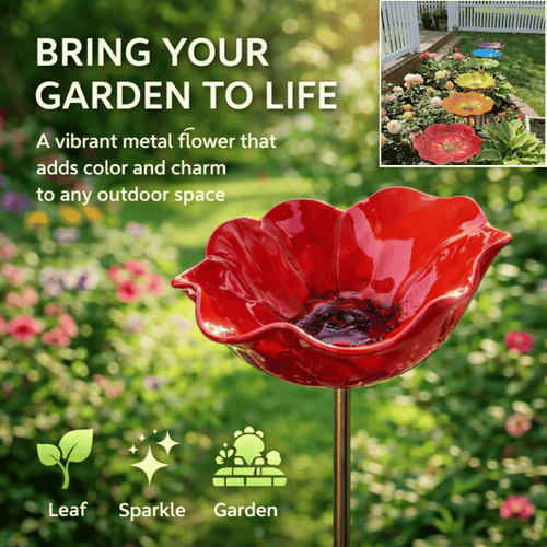 Hjmeta® 💖🎁Handmade Metal Flower Garden Stake🐦