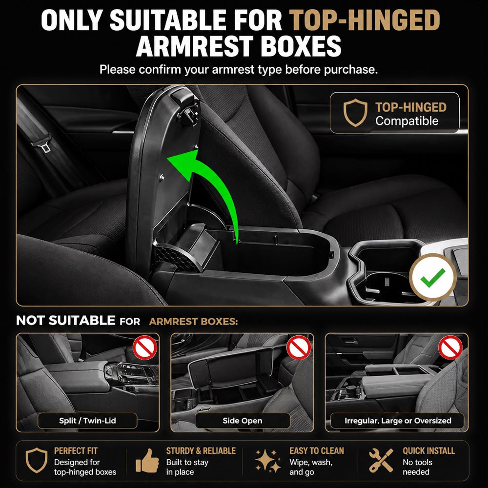 🚗 Car Console Organizer – PU Leather Armrest, Side Storage, Cup Holder