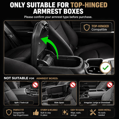 🚗 Car Console Organizer – PU Leather Armrest, Side Storage, Cup Holder