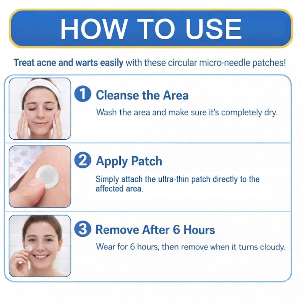 🎁 Celsiora® 2-in-1 Microneedle & Hydrocolloid Patch | Raised Moles,Acne,  Flat Warts & Skin Tags Remover | Improves Wrinkles, Scars & Blemishes | Invisible Pimple Patches for Face & Body | 144 Count