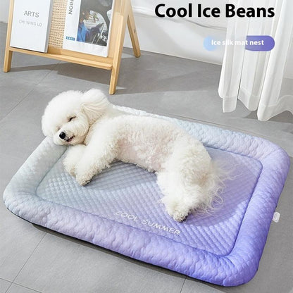 ❄️Pet Cooling Mat for Dogs & Cats 🐾  Naturally Cool Ice-Silk Pad • Breathable, Washable & Soft