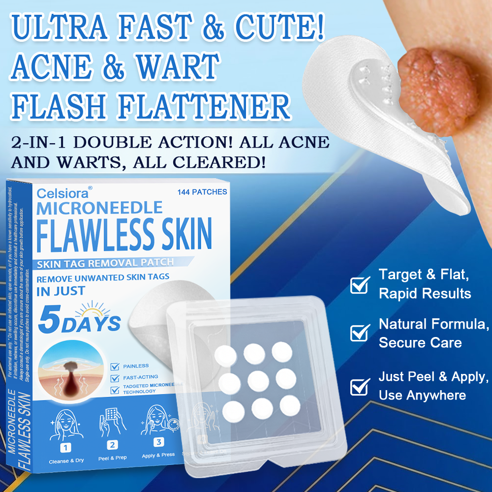 👩‍⚕️ Celsiora® 2-in-1 Microneedle & Hydrocolloid Patch | Raised Moles,Acne,  Flat Warts & Skin Tags Remover | Improves Wrinkles, Scars & Blemishes | Invisible Pimple Patches for Face & Body | 144 Count