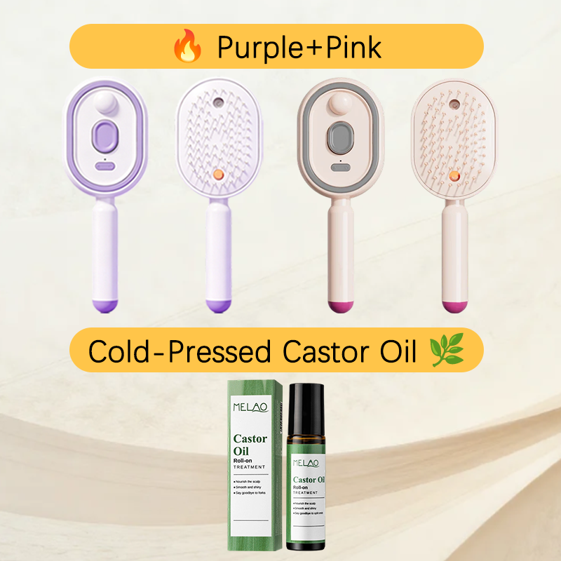 💖ProGlide™🇬🇧 Scalp Massager Comb 💆‍♀️ – Self-Cleaning 🧼, Tangle-Free ✂️ & Frizz-Control Hair Brush with Soothing Mist Spray 💨✨ | Perfect for Dry, Brittle Hair 💧🌟