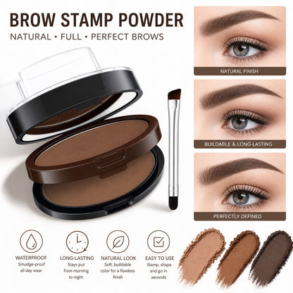 Instant Adjustable Eyebrow Stamp – Two‑color brow powder, waterproof & smudge‑proof. Natural, full brows in seconds! 💕🎀