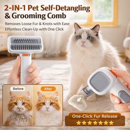 Hjmeta®🔥2026 SALE - 2-IN-1 Pet Self-Detangling & Grooming Comb