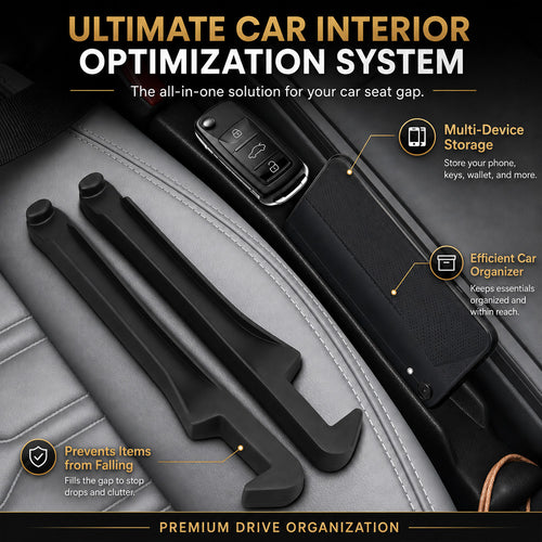 3 in 1 Car Seat Gap Filler 2 Pack,2026 Upgraded Car Side Seat Gap Filler with Organizer Slot & Hook,Universal in Between Cars Seats Catcher Cars Accessories to Avoid Item Drop