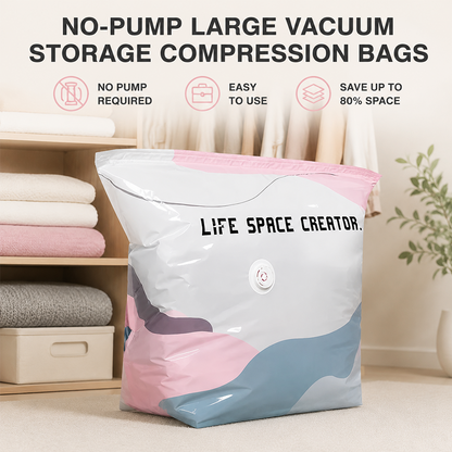 🧳💨 40% OFF! No‑Pump Vacuum Storage Bags – Press & seal, no pump needed. Saves 80% space, keeps clothes dry & dust‑free. Perfect for bulky bedding & off‑season gear. 🛏️🗄️