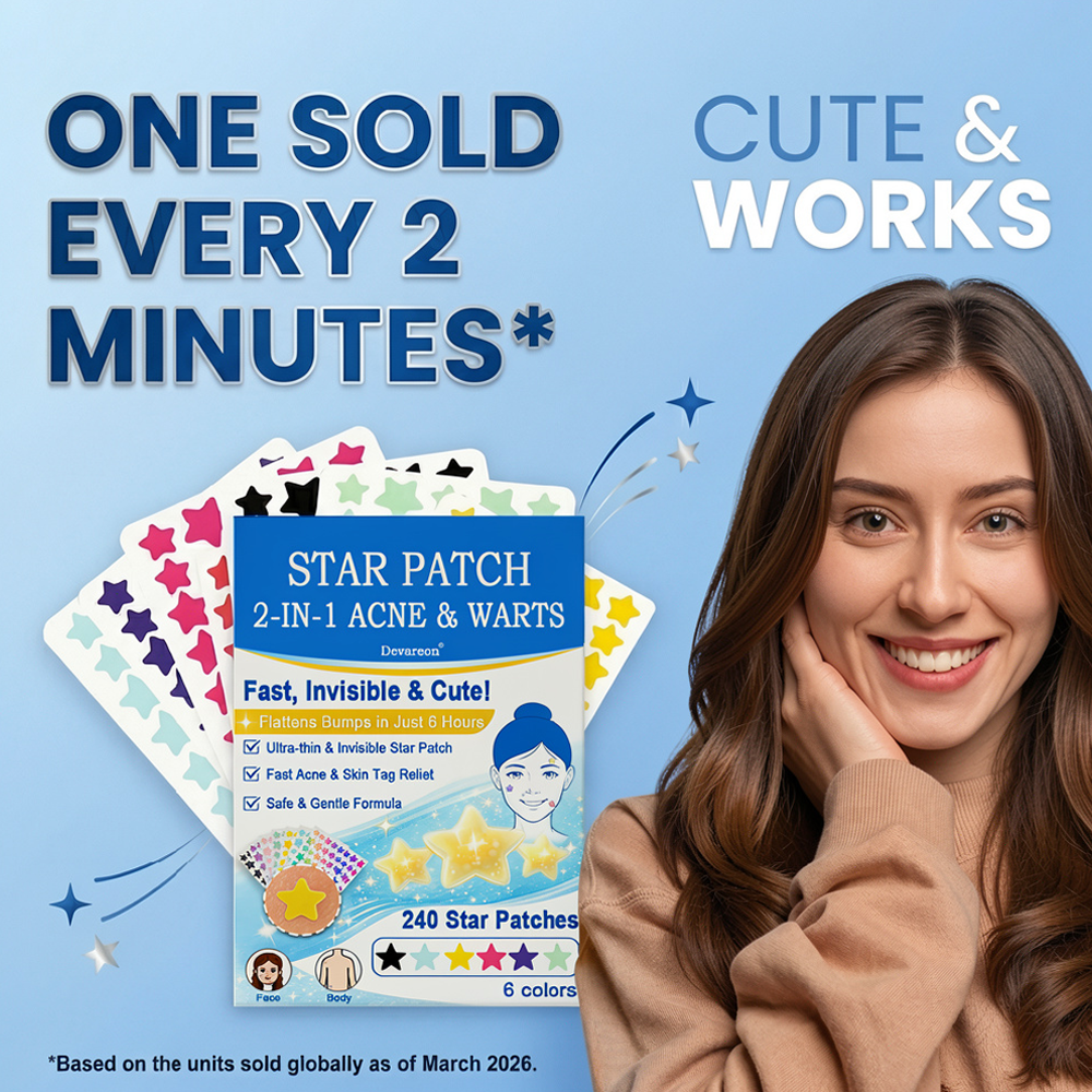 Devareon® 2-in-1 Microneedle & Hydrocolloid Star Patch 🌟 | Acne, Blackheads, Skin Tags & Raised Blemishes Remover 💫 | 6 Colors Pimple Patch for Face & Neck 🌸 | Invisible Star Zit Stickers ✨