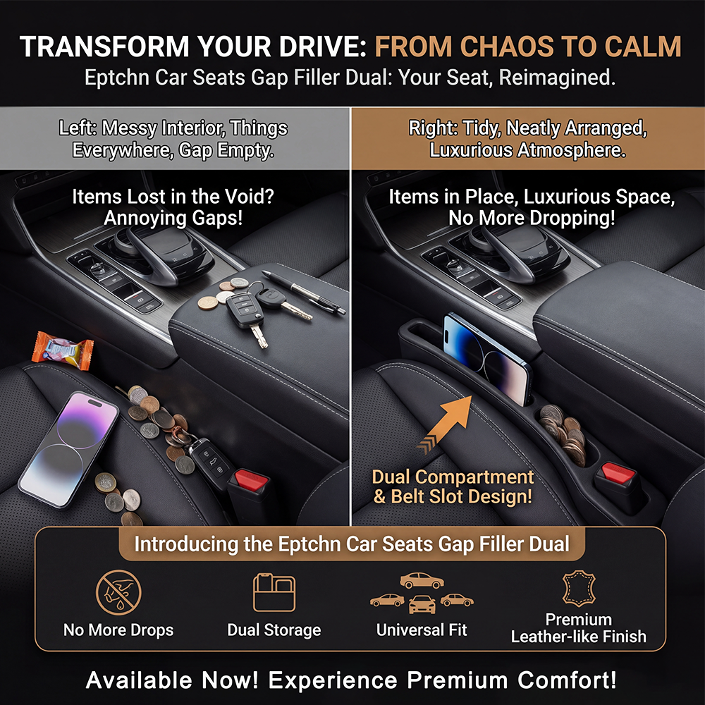 🚗Stop Losing Your Phone Between Car Seats💺🌟Universal Seat-Gap Filler • Double-Slot Organizer🌟