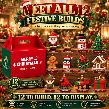 ⏳ Last day to save 49% – 🎄 12-Day Mini Christmas Ornament Advent Calendar | 12 unique festive buildable designs with hanging loops—perfect for decorating Christmas trees, wreaths, and holiday displays 🧱