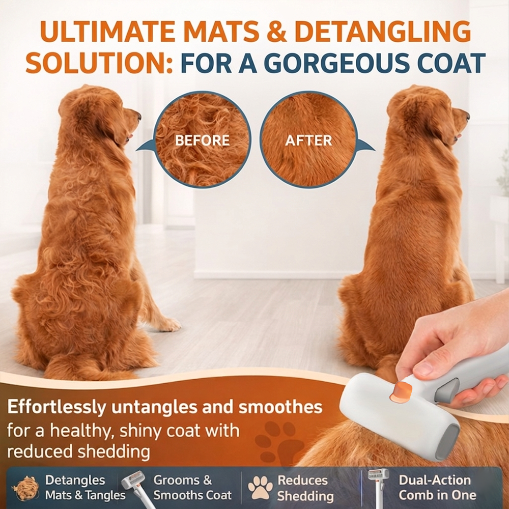 Hjmeta®🔥2026 SALE - 2-IN-1 Pet Self-Detangling & Grooming Comb
