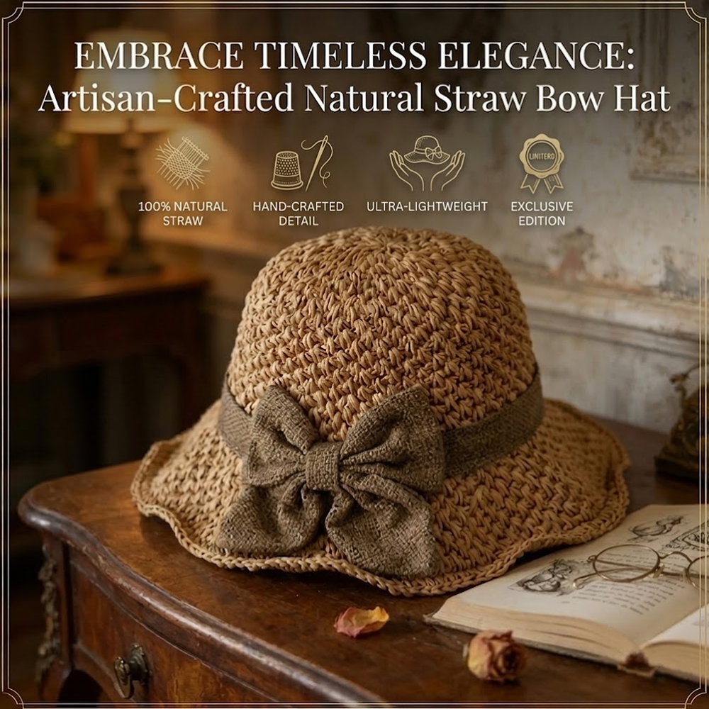 🌞 Elegant Woven Straw Sun Hat with Bow – Breathable, Foldable & Your Summer Essential 👒-Hjmeta®