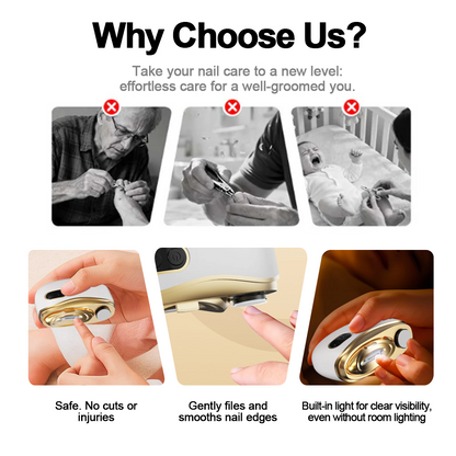 Hjmeta®🎁2-in-1 Electric Nail Clipper & Polisher ✨ Universal automatic nail file for adults and children👶