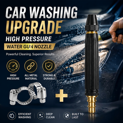 Hjmeta®-🥳2026 HOT SALE🥳💞50K+ SOLD!🔫🧼Turbo Power Water Nozzle – Concentrated jet for tough grime, gentle fan for flowers. Brass connector, leak‑free. Wash at home, save big on car washes. 🚗💨