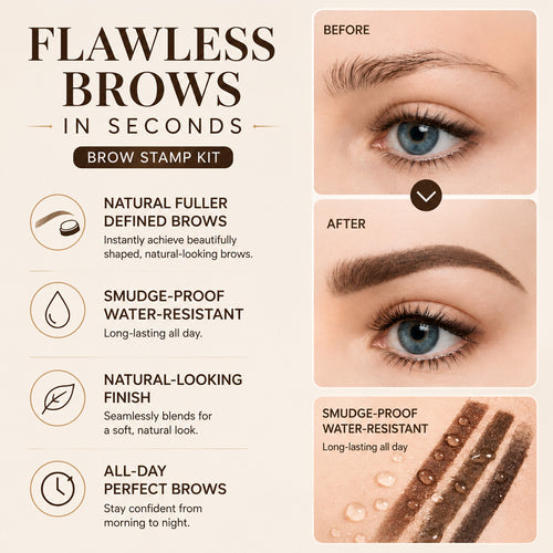 Instant Adjustable Eyebrow Stamp – Two‑color brow powder, waterproof & smudge‑proof. Natural, full brows in seconds! 💕🎀