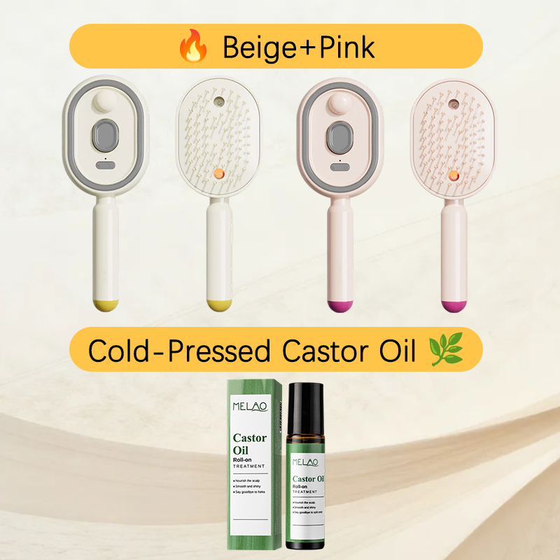 💖ProGlide™🇬🇧 Scalp Massager Comb 💆‍♀️ – Self-Cleaning 🧼, Tangle-Free ✂️ & Frizz-Control Hair Brush with Soothing Mist Spray 💨✨ | Perfect for Dry, Brittle Hair 💧🌟