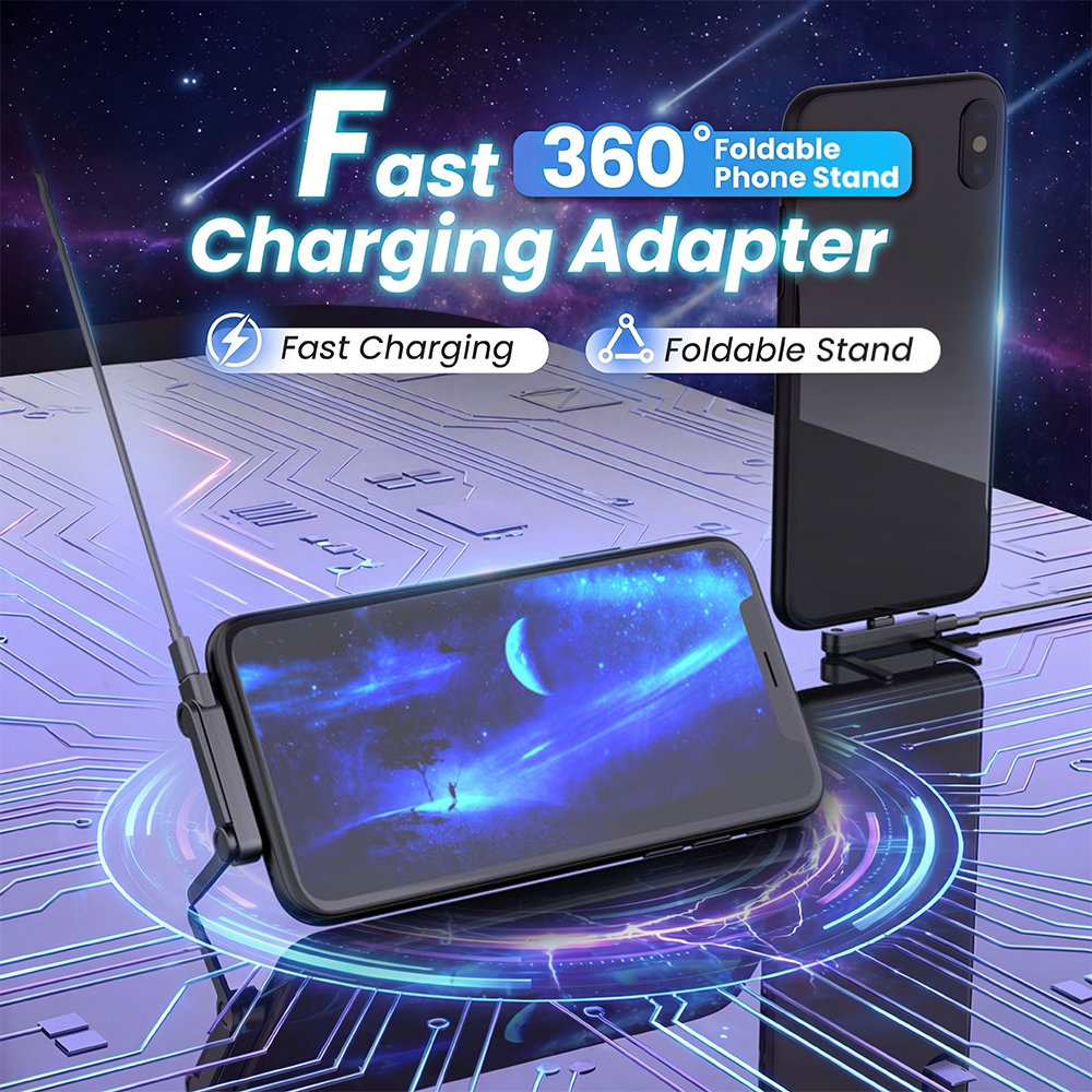 🔥Fast Charging Adapter with 360° Foldable Phone Stand