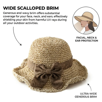 🌞 Elegant Woven Straw Sun Hat with Bow – Breathable, Foldable & Your Summer Essential 👒-Hjmeta®