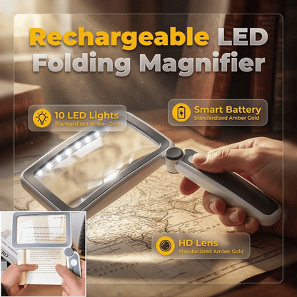 Folding Handheld Magnifying Glass with Light for Reading-Hjmeta®
