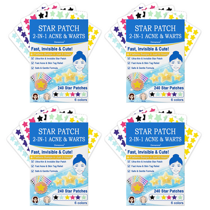 Devareon® 2-in-1 Microneedle & Hydrocolloid Star Patch 🌟 | Acne, Blackheads, Skin Tags & Raised Blemishes Remover 💫 | 6 Colors Pimple Patch for Face & Neck 🌸 | Invisible Star Zit Stickers ✨
