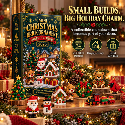 ⏳ Last day to save 49% – 🎄 24-Day Mini Christmas Ornament Advent Calendar | 24 unique festive buildable designs with hanging loops—perfect for decorating Christmas trees, wreaths, and holiday displays 🧱