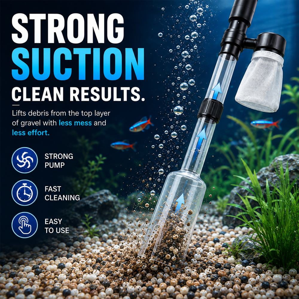 Hjmeta-🐟 Electric Aquarium Gravel Cleaner✨Keep Your Aquarium Crystal Clean — Without The Messy Manual Work