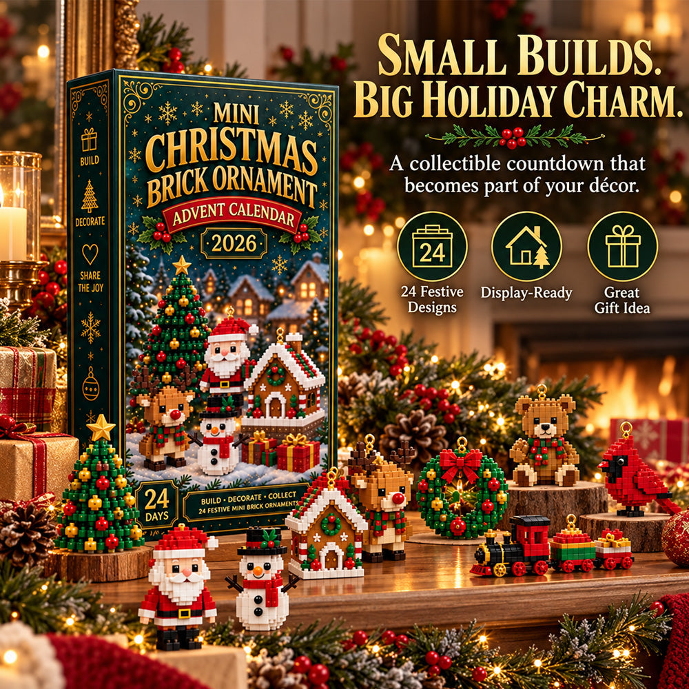 🎄 24-Day Mini Christmas Ornament Advent Calendar | 24 unique festive buildable designs with hanging loops—perfect for decorating Christmas trees, wreaths, and holiday displays 🧱