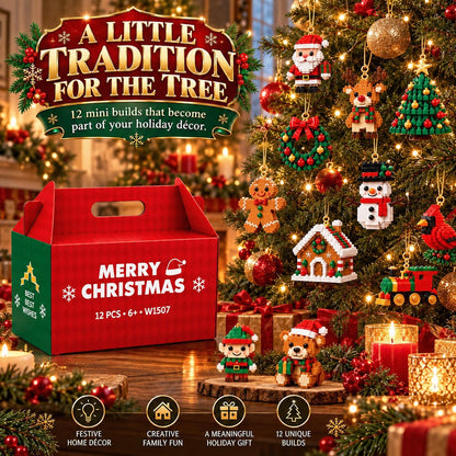 ⏳ Last day to save 49% – 🎄 12-Day Mini Christmas Ornament Advent Calendar | 12 unique festive buildable designs with hanging loops—perfect for decorating Christmas trees, wreaths, and holiday displays 🧱