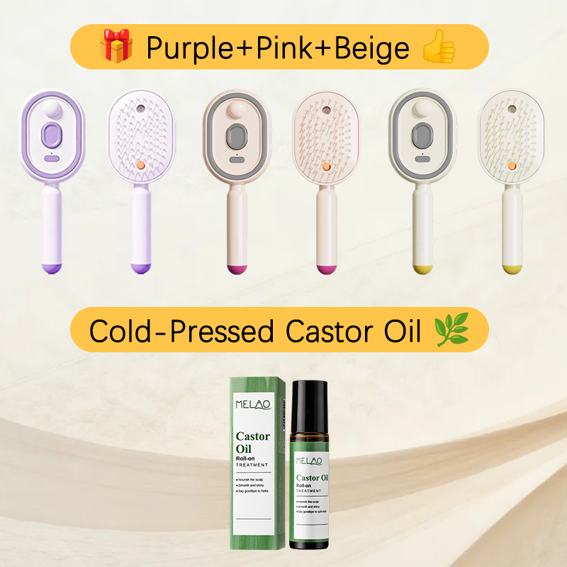 💖ProGlide™🇬🇧 Scalp Massager Comb 💆‍♀️ – Self-Cleaning 🧼, Tangle-Free ✂️ & Frizz-Control Hair Brush with Soothing Mist Spray 💨✨ | Perfect for Dry, Brittle Hair 💧🌟