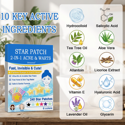 Devareon® 2-in-1 Microneedle & Hydrocolloid Star Patch 🌟 | Acne, Blackheads, Skin Tags & Raised Blemishes Remover 💫 | 6 Colors Pimple Patch for Face & Neck 🌸 | Invisible Star Zit Stickers ✨