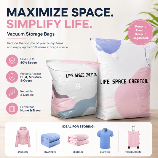 🧳💨 40% OFF! ✨️Hjmeta®No‑Pump Vacuum Storage Bags – Press & seal, no pump needed. Saves 80% space, keeps clothes dry & dust‑free. Perfect for bulky bedding & off‑season gear. 🛏️🗄️