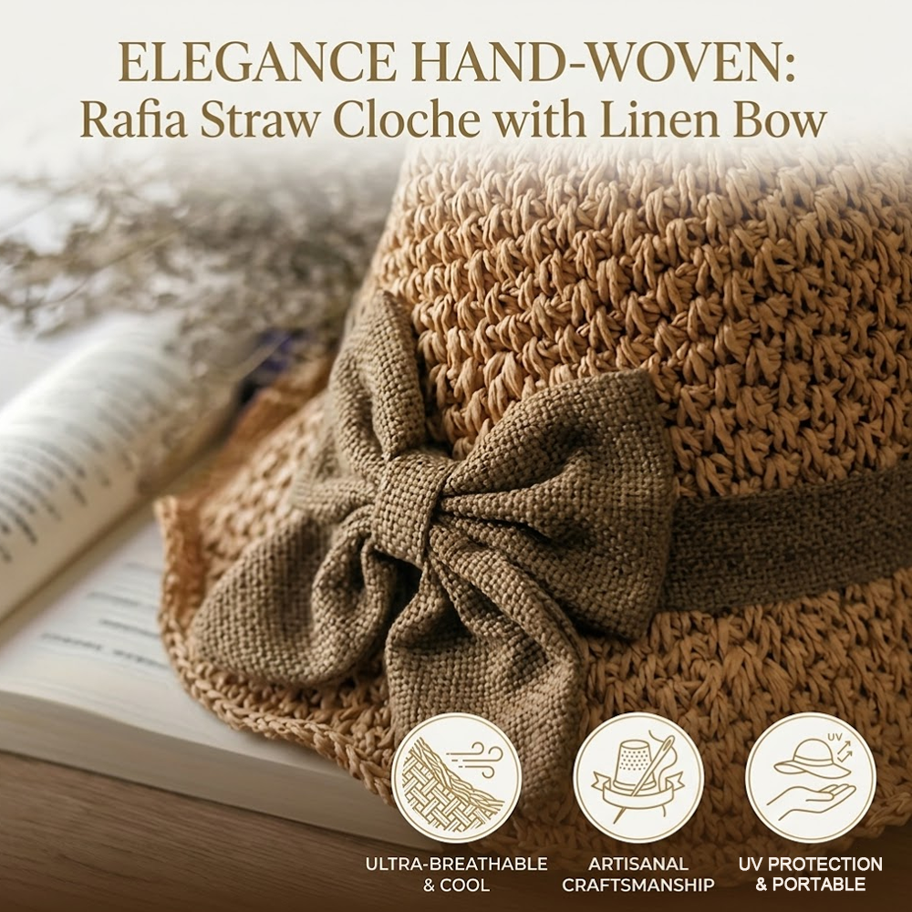 🌞 Elegant Woven Straw Sun Hat with Bow – Breathable, Foldable & Your Summer Essential 👒-Hjmeta®