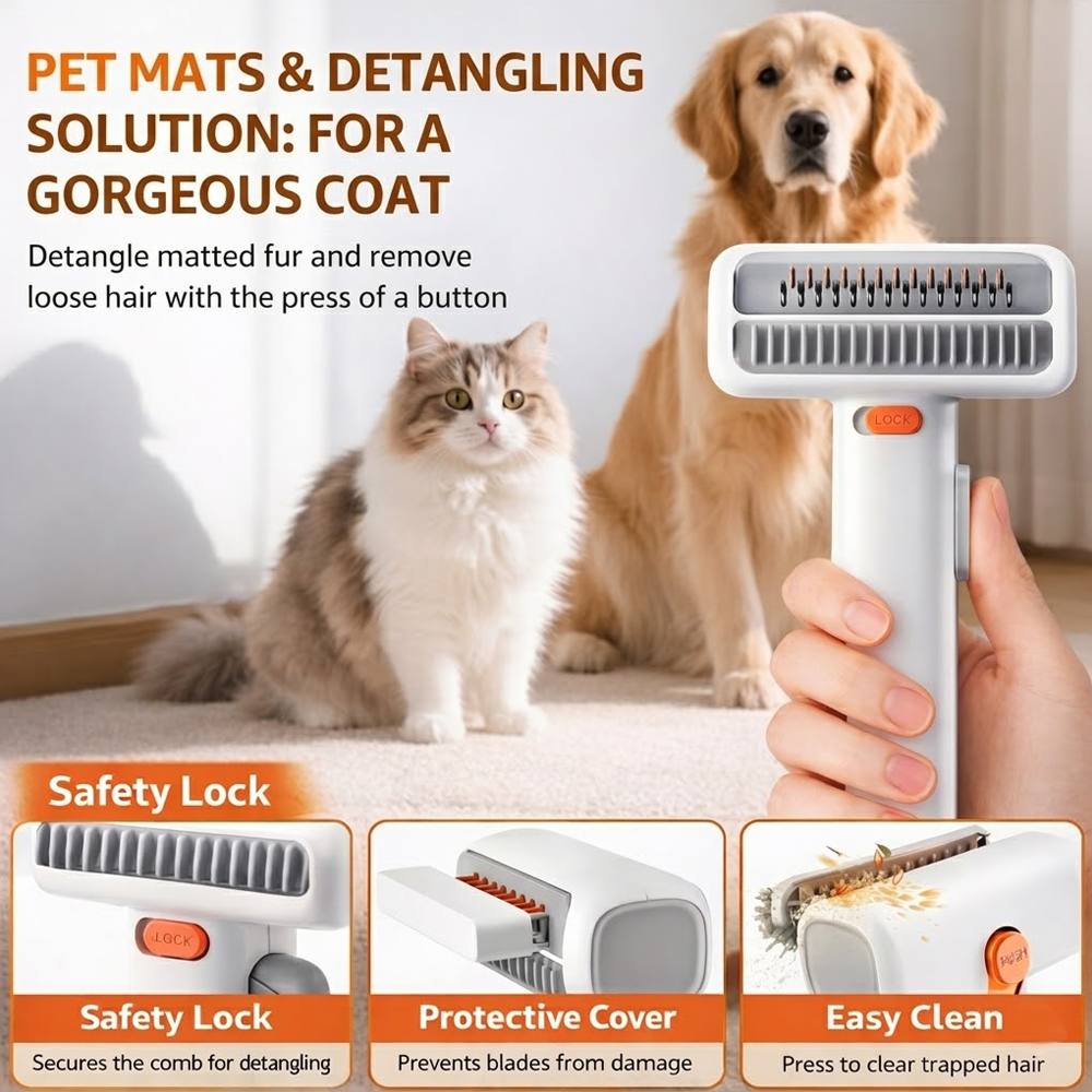 Hjmeta®🔥2026 SALE - 2-IN-1 Pet Self-Detangling & Grooming Comb