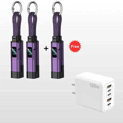 🔥Limited Time SALE 40% OFF🔥4-in-1 Digital Display Keychain Charging Cable
