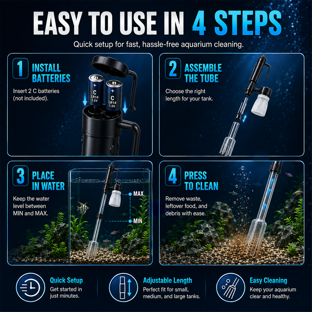 Hjmeta-🐟 Electric Aquarium Gravel Cleaner✨Keep Your Aquarium Crystal Clean — Without The Messy Manual Work