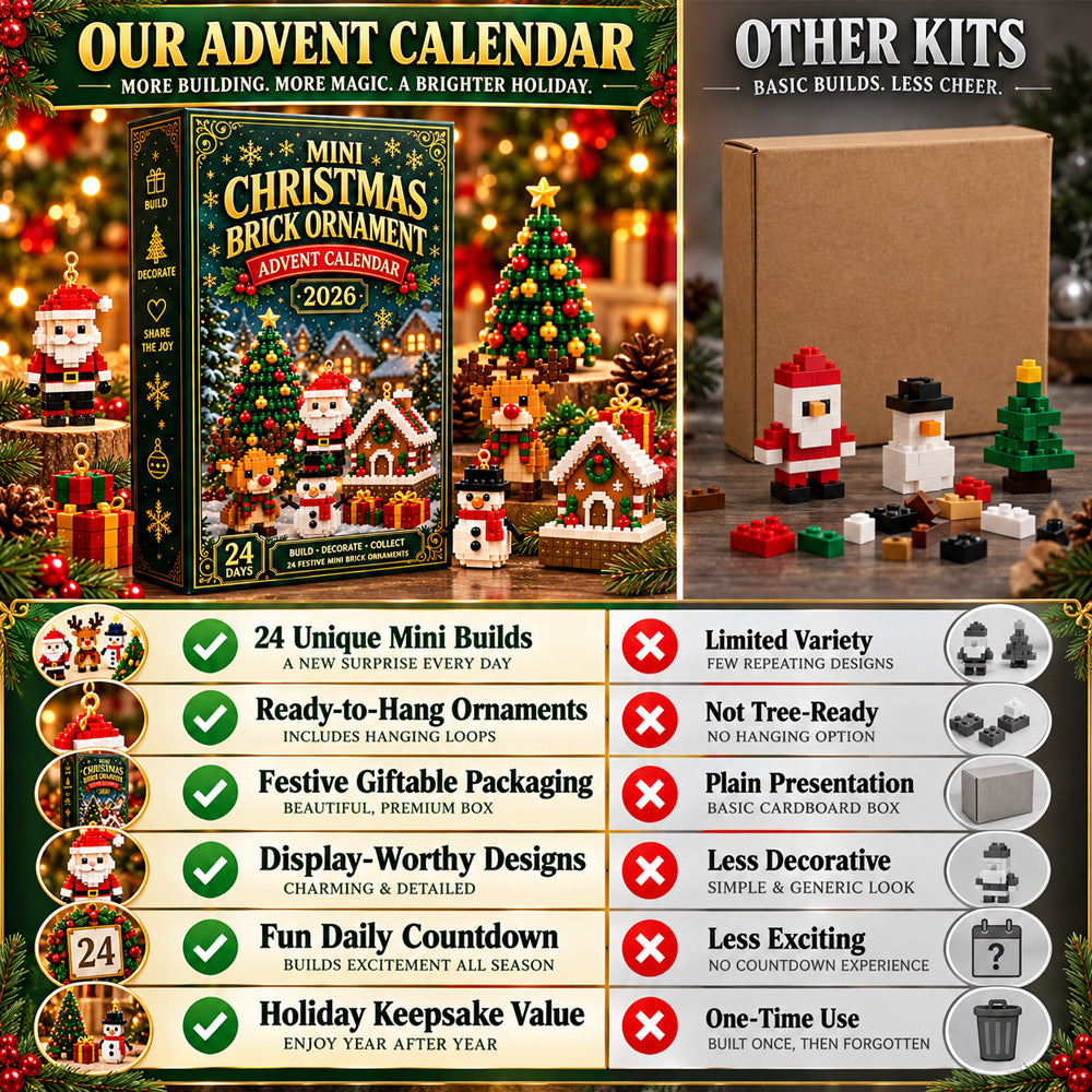 ⏳ Last day to save 49% – 🎄 24-Day Mini Christmas Ornament Advent Calendar | 24 unique festive buildable designs with hanging loops—perfect for decorating Christmas trees, wreaths, and holiday displays 🧱