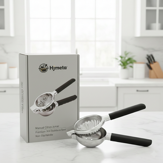 Hjmeta® Premium Stainless Steel Citrus Squeezer – Heavy-Duty Manual Lemon & Lime Press with Comfort Grip Handles