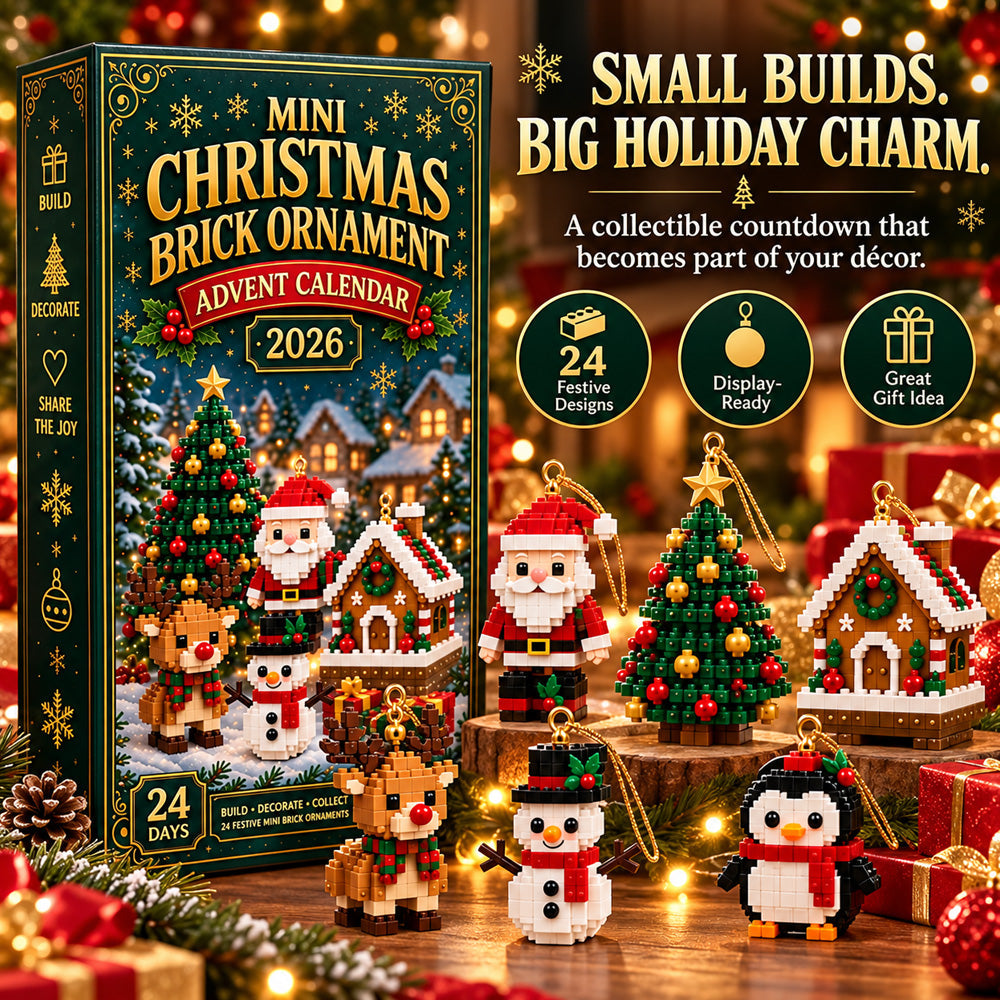 🎄 24-Day Mini Christmas Ornament Advent Calendar | 24 unique festive buildable designs with hanging loops—perfect for decorating Christmas trees, wreaths, and holiday displays 🧱