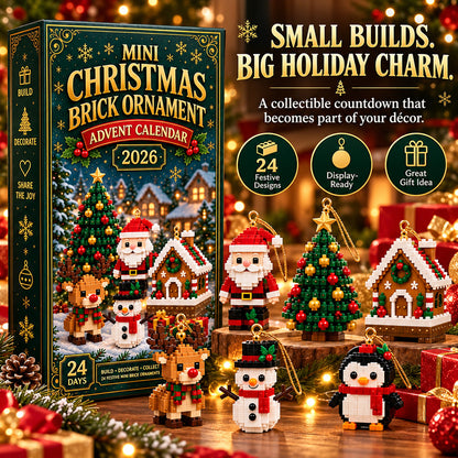 🎄 24-Day Mini Christmas Ornament Advent Calendar | 24 unique festive buildable designs with hanging loops—perfect for decorating Christmas trees, wreaths, and holiday displays 🧱