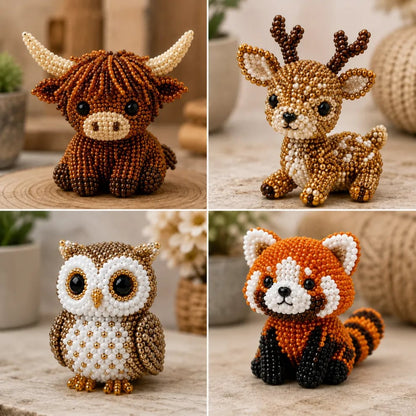 🏆✨ 15 Minutes Away From Your Phone.🧵✨Hjmeta®Petite 3D Beaded Animal Craft Kit