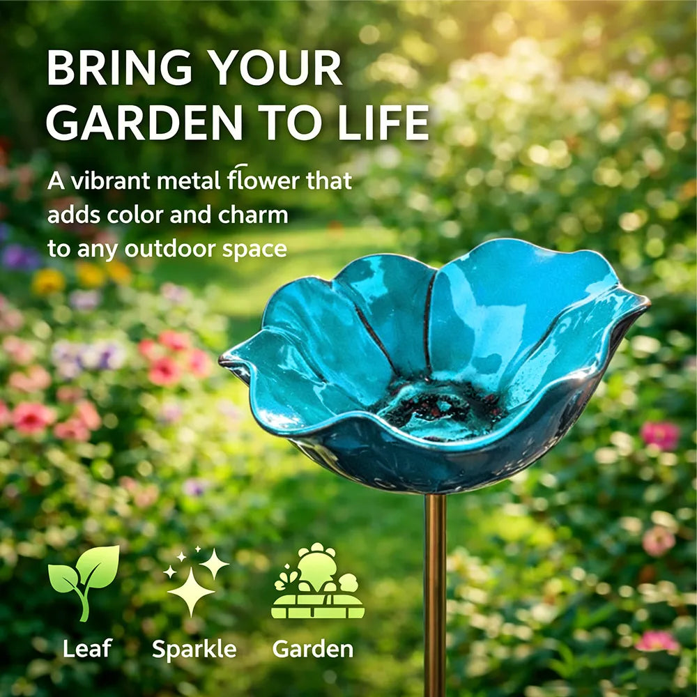 Hjmeta® 💖🎁Handmade Metal Flower Garden Stake🐦