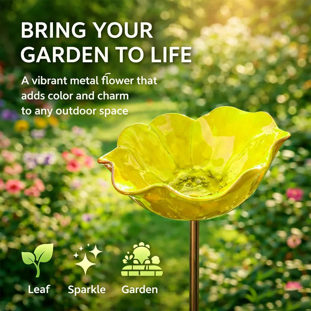Hjmeta® 💖🎁Handmade Metal Flower Garden Stake🐦