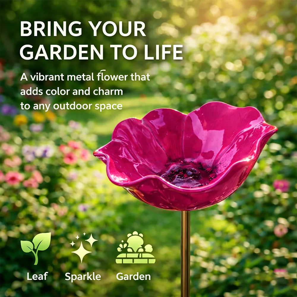Hjmeta® 💖🎁Handmade Metal Flower Garden Stake🐦