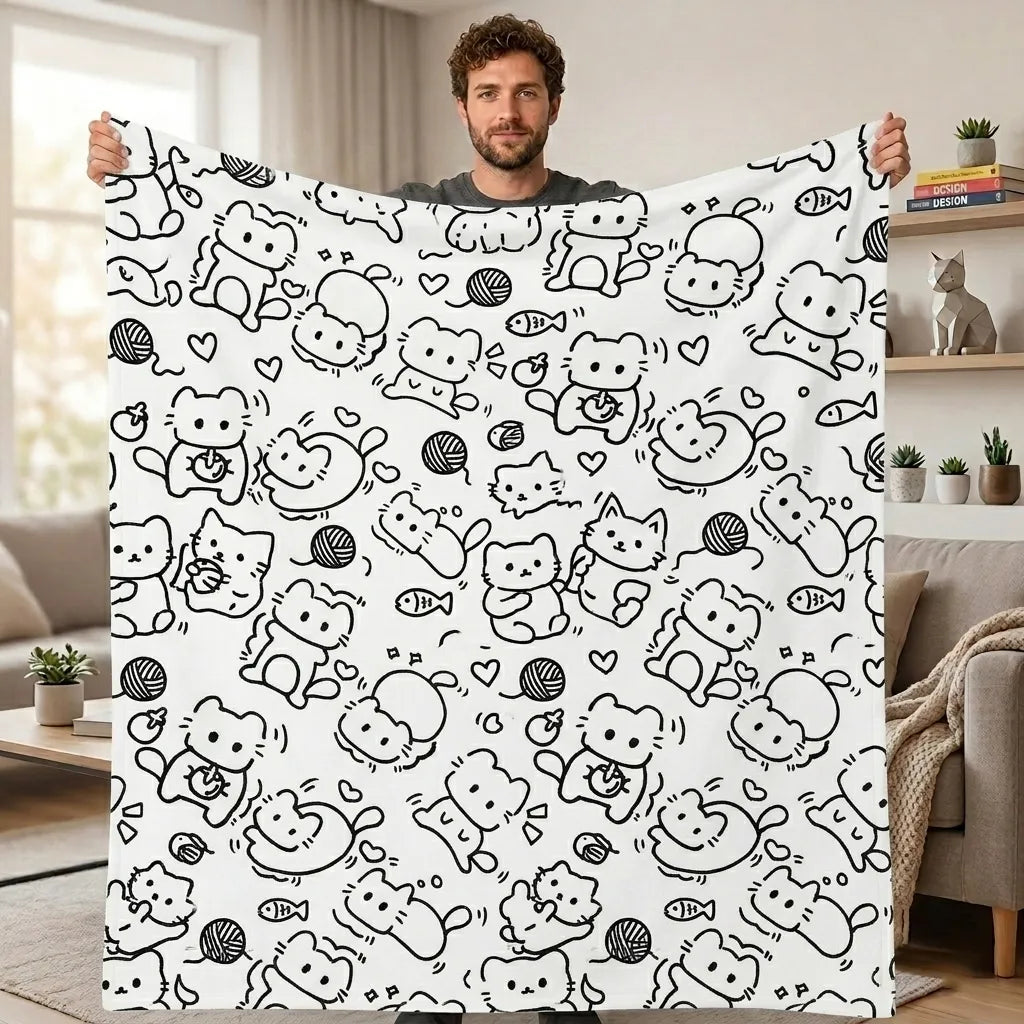 DIY Drawing Blanket (Optional 24-Color Marker Set) Create Your Art Blanket Washable Keepsake Blanket for Kids & Adults