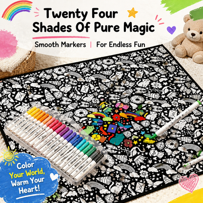 DIY Drawing Blanket (Optional 24-Color Marker Set) Create Your Art Blanket Washable Keepsake Blanket for Kids & Adults