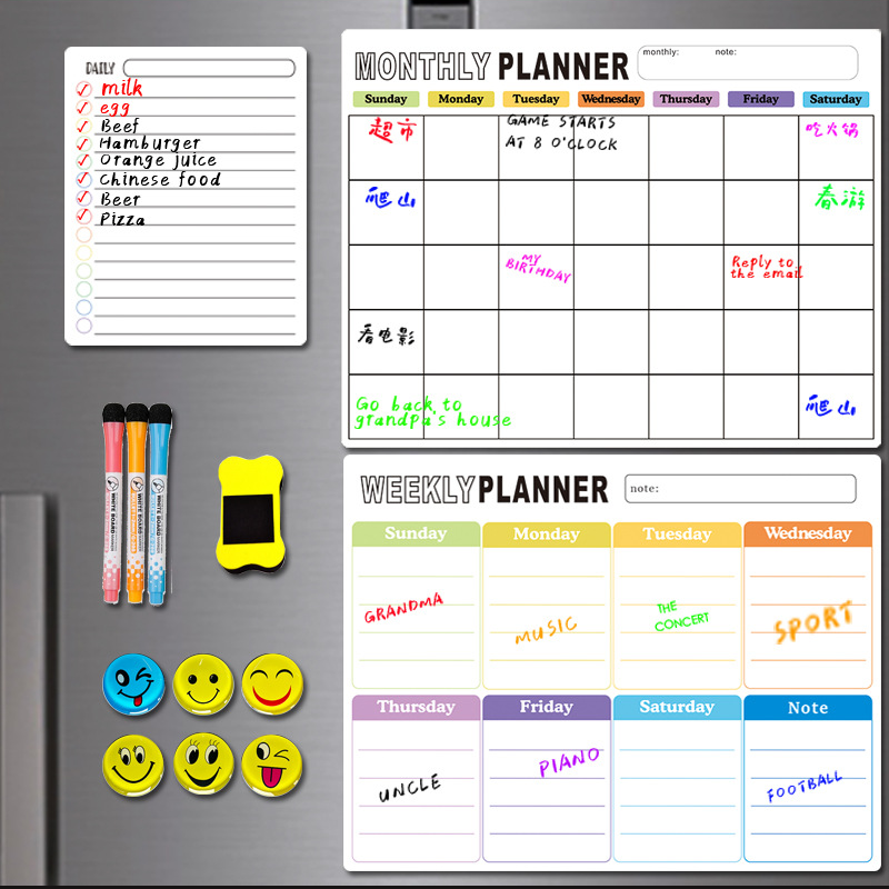 🌈Magnetic Calendar Board with Erasable Markers